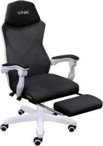 CADEIRA GAMER ROCKET PRETA COM BRANCO – CGR10PBC – VINIK