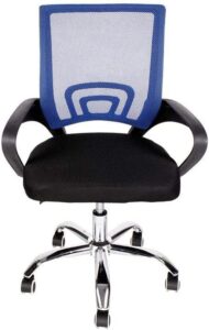 Cadeira De Escritório Executiva C/Base Cromada Giratória 360º Azul