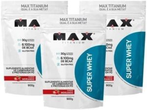 Super Whey (900G) - Sabor Morango, Max Titanium