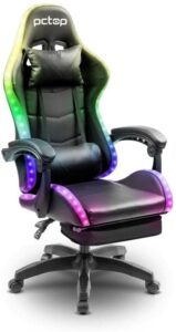CADEIRA GAMER PCTOP STARLIGHT RGB PRETA C/ DESCANCO DE PE - R1006E