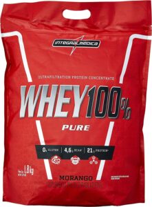 Whey 100% Pure Pouch 1.8Kg Morango, Integralmedica, 1.8Kg