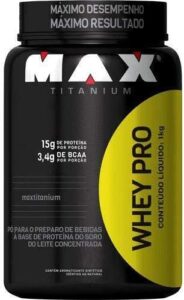Whey Protein Pro 1kg Pote - Max Titanium Chocolate Morango Baunilha Vitamina de Frutas