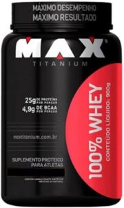 100% Whey (900G) - Sabor Morango Max titanium 