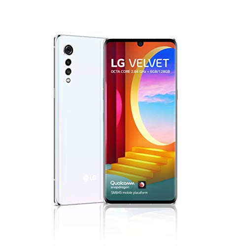 Smartphone LG Velvet Aurora White 128GB, 6GB RAM, Tela de 6.8”, Câmera Traseira Tripla, Android 10, Inteligência Artificial e Processador...