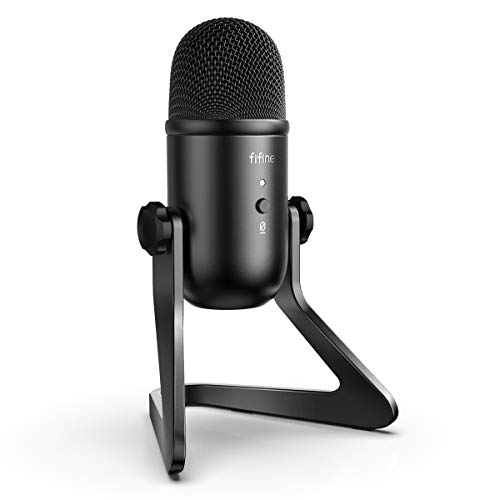 FIFINE Microfone podcast USB para transmissão de gravação, microfone condensador para jogos de computador para PC Mac PS4. Saída de...